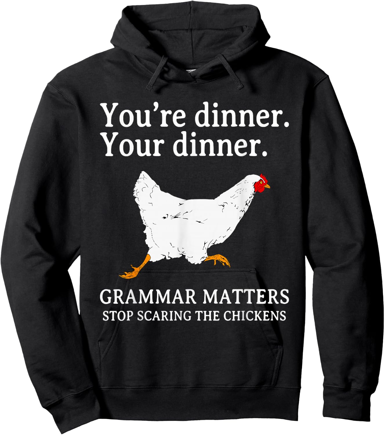 Stop Scaring The Chickens English Grammar Funny Teacher Hoodie - Hoodie | Black