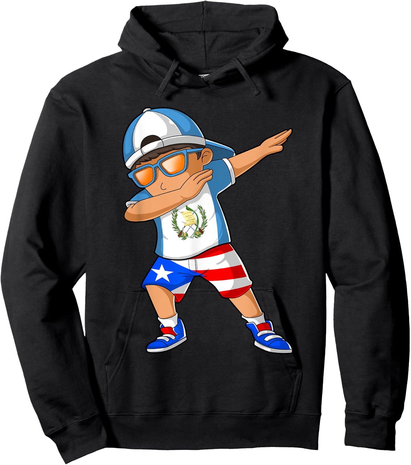 Half Guatemalan Half Puerto Rican Boy Guatemala Flag Hoodie - Hoodie | Black