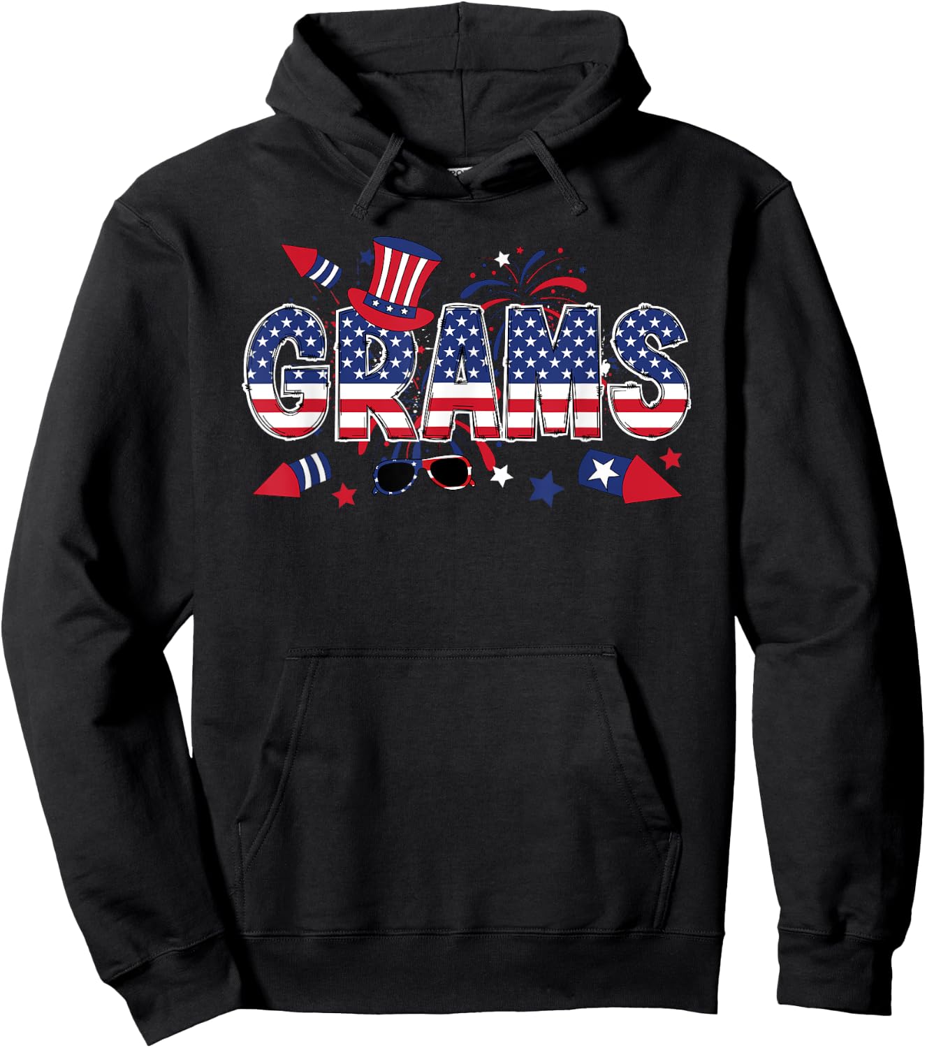 4th Of July Grams Grandmother American Flag Grams Grandma Women Men Hoodie - Hoodie | Black