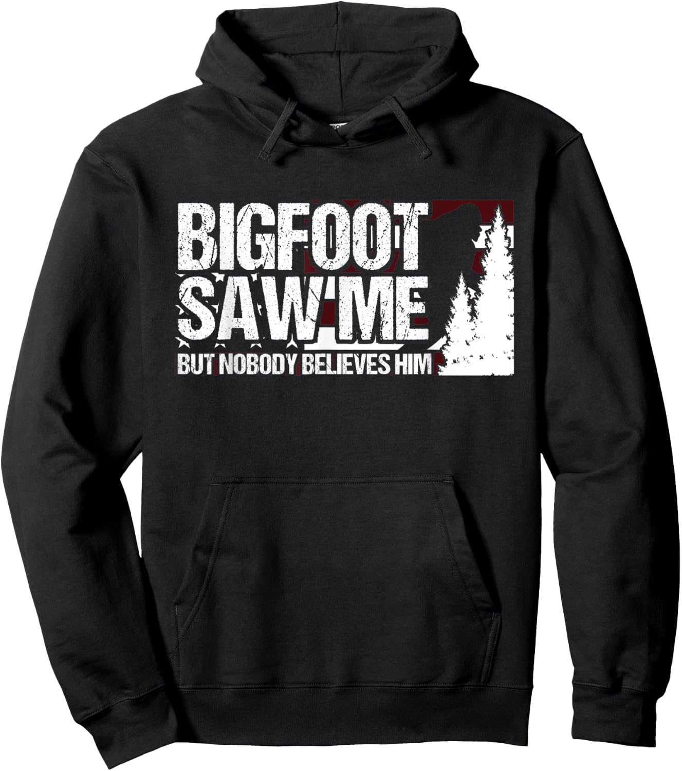 Bigfoot Saw Me But Nobody Believes Him Sasquatch USA Flag Women Kids Men Hoodie - Hoodie | Black