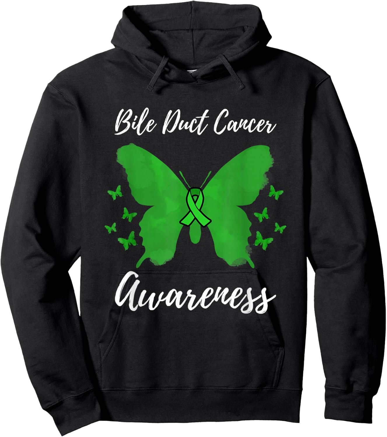 Green Ribbon Cholangiocarcinoma Bile Duct Cancer Awareness Hoodie - Hoodie | Black