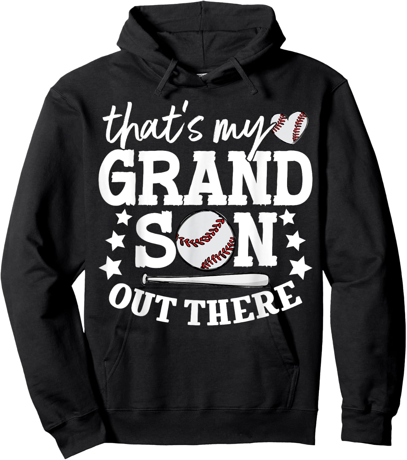 That's My Grandson Out There Women Baseball Grandma T-Ball Hoodie - Hoodie | Black