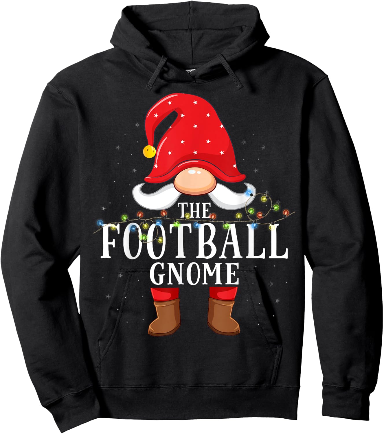 Football Gnome Matching Christmas Family Pajama Hoodie - Hoodie | Black