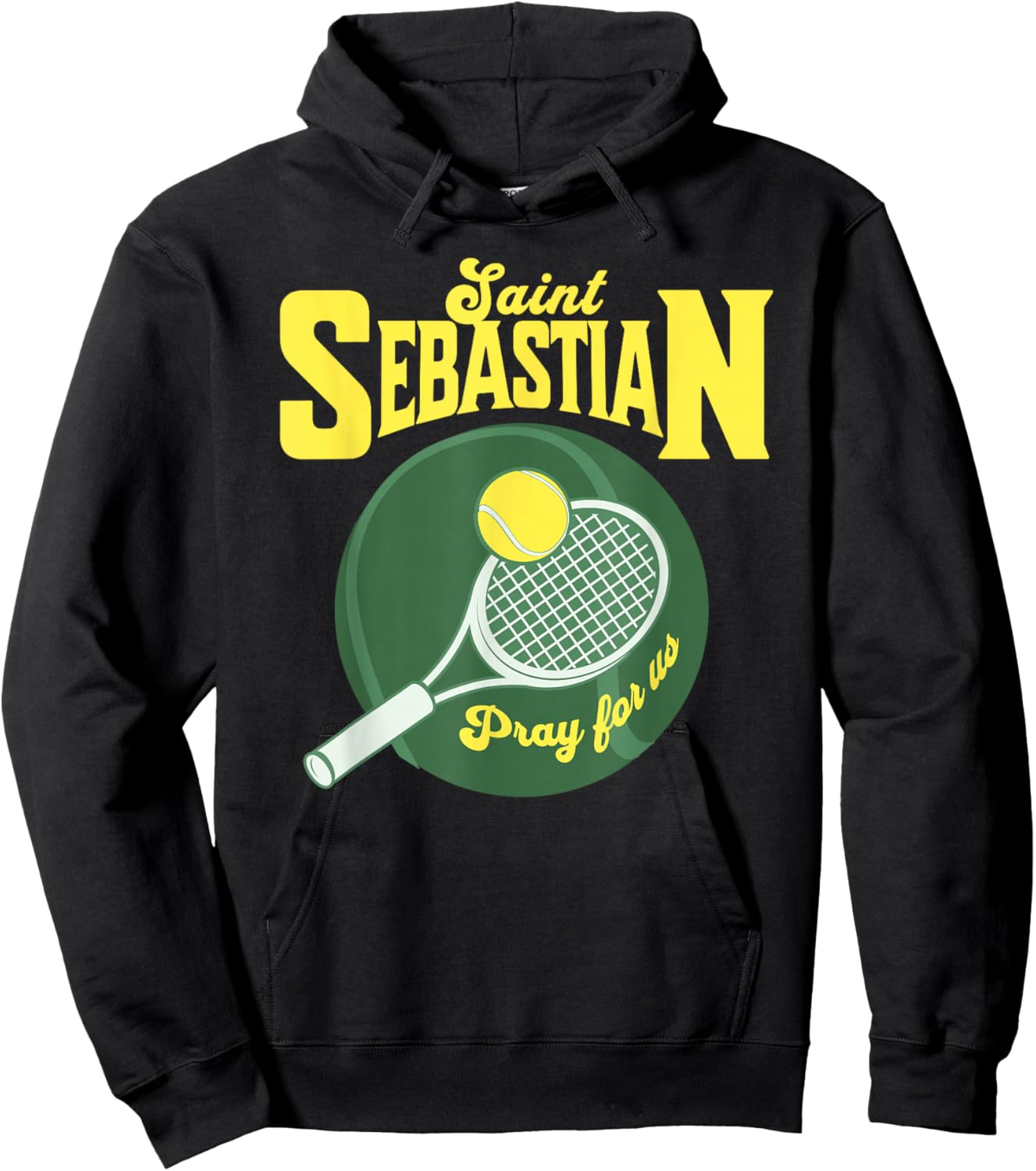 St Sebastian Patron Saint of Sports Athletes Tennis Racket Hoodie - Hoodie | Black
