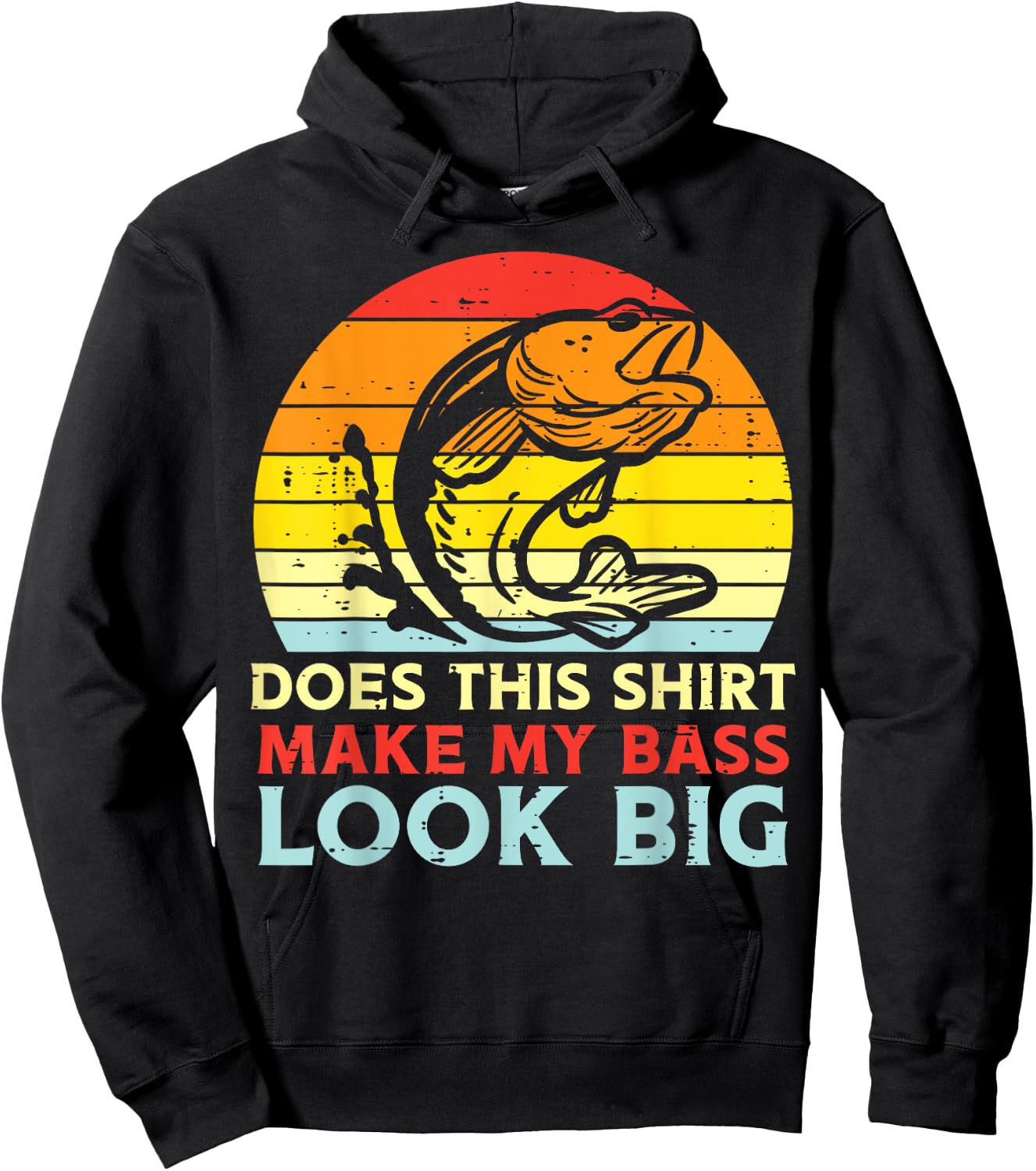 Does This Shirt Make My Bass Look Big Retro Fishing Dad Men Hoodie - Hoodie | Black