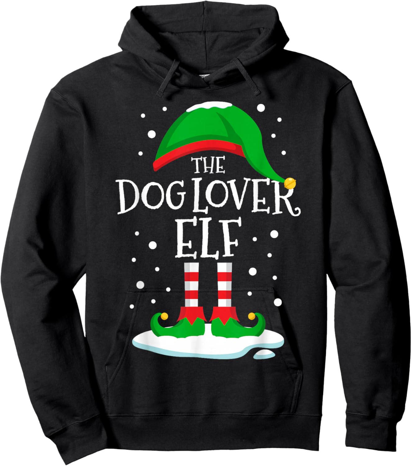 The Dog Lover Elf Christmas Family Matching Xmas Dog Mom Dad Hoodie - Hoodie | Black