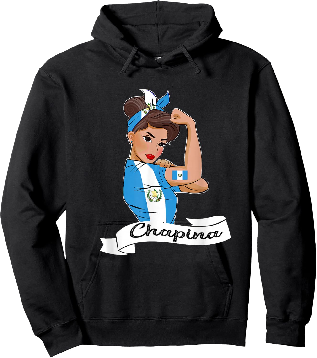 Guatemalan Flag Girl Guatemala Chapina Camiseta Slang Women Hoodie - Hoodie | Black