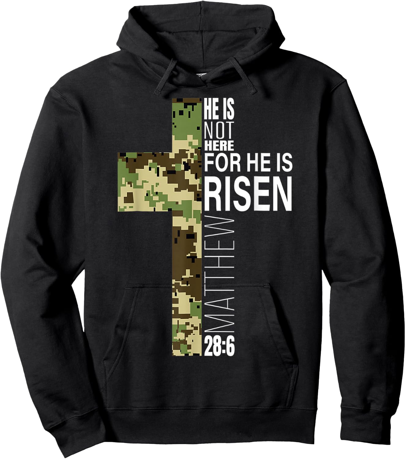 Cool He Is Risen Christian Easter Bible Verse Religious Camo Hoodie - Hoodie | Black