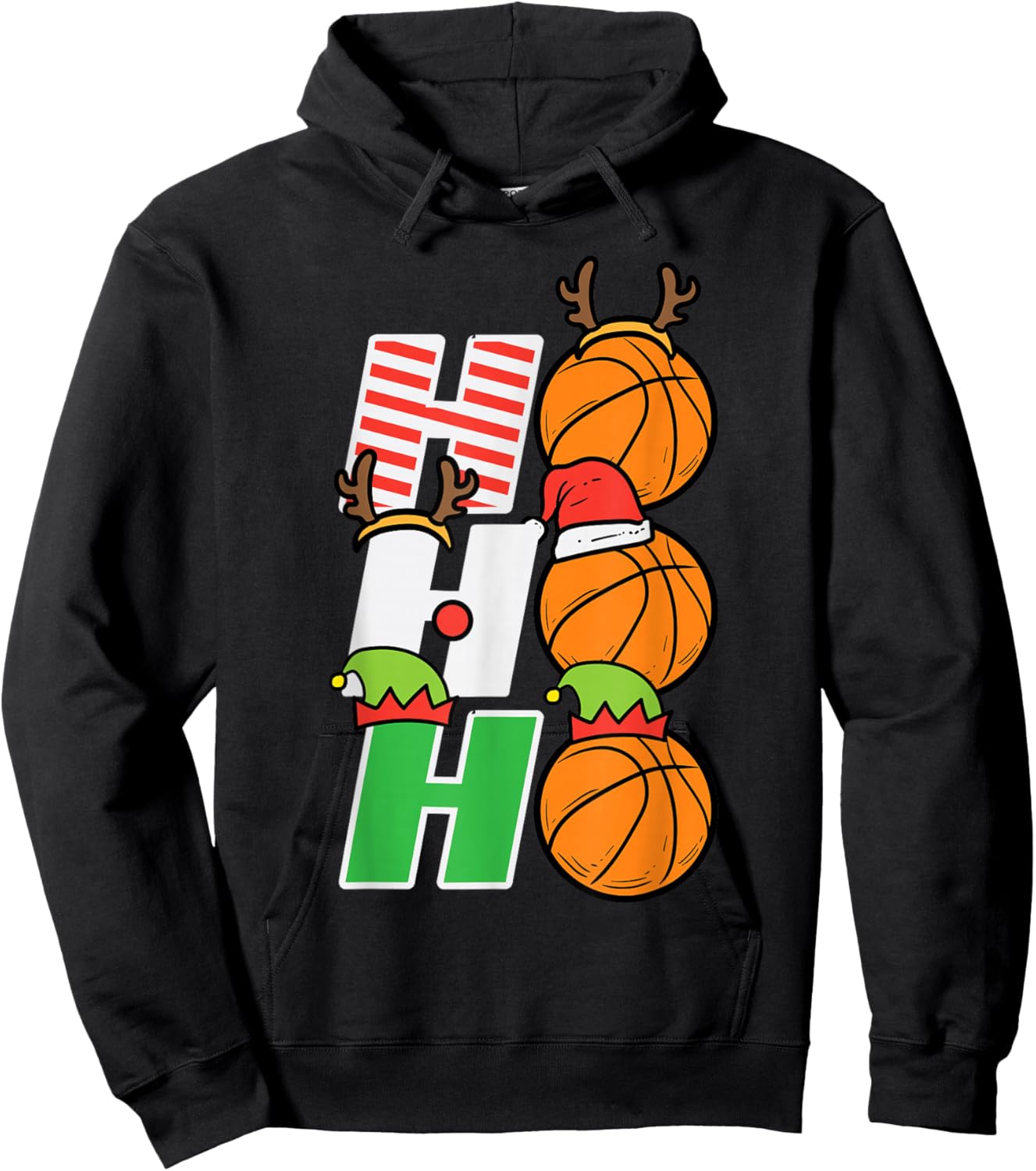Christmas Basketball Ho Ho Ho Xmas Sports Men Boys Kids Hoodie - Hoodie | Black