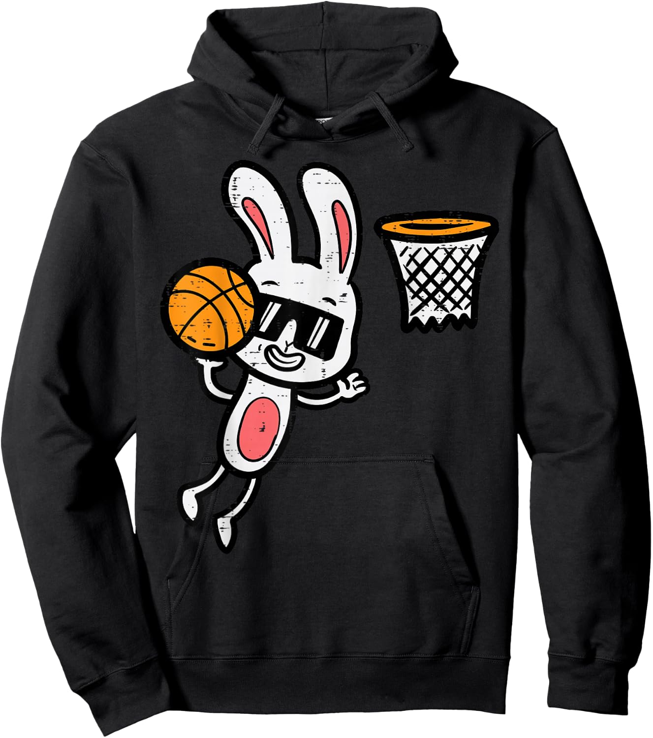 Easter Bunny Basketball Dunk Sports Boys Kids Toddler Youth Hoodie - Hoodie | Black