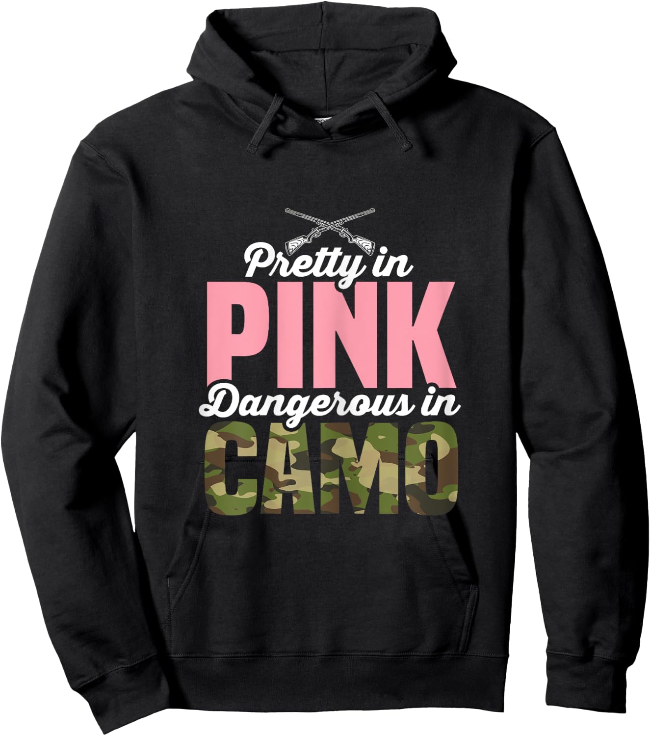 Funny Hunting Lover Pink Camo Graphic Women Hunting Hoodie - Hoodie | Black