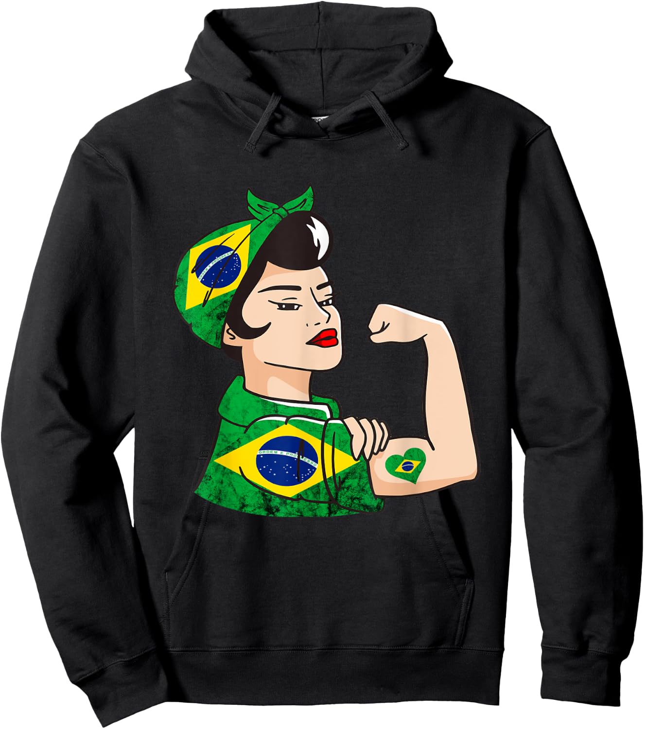 Strong Brazilian Woman Brazil Brazilian Roots Brazilian Flag Hoodie - Hoodie | Black