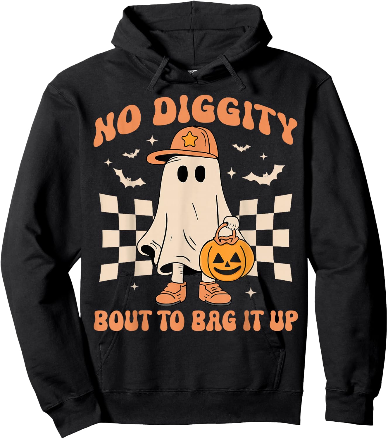 Halloween Ghost No Diggity Bout to Bag it Up Toddler Kids Hoodie - Hoodie | Black