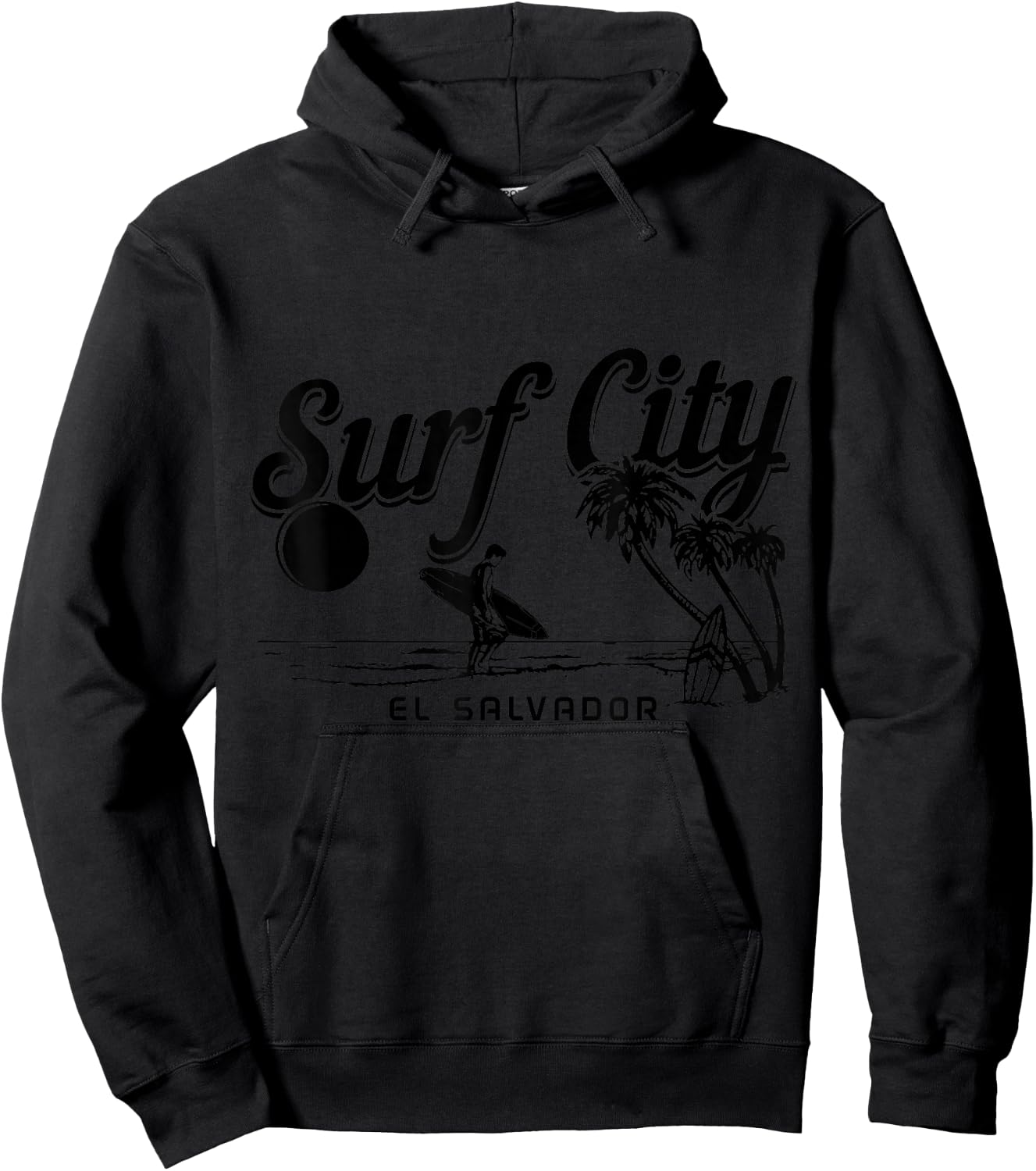 Surf City El Salvador Vintage Beach Souvenir Surfer Hoodie - Hoodie | Black