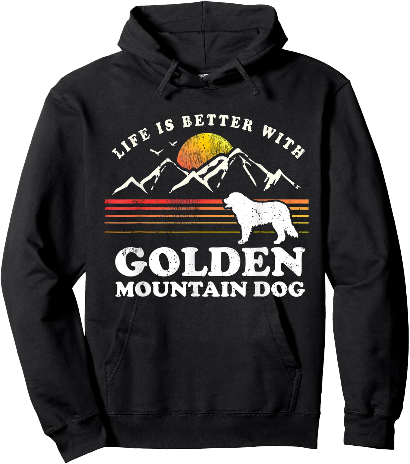 Life Better Golden Mountain Dog Vintage Dog Mom Dad Hoodie - Hoodie | Black