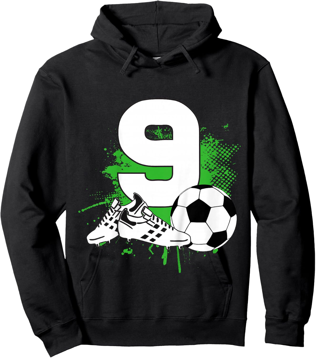Kids 9th Birthday Boys 9 Years Soccer Football Player Birthday Hoodie - Hoodie | Black
