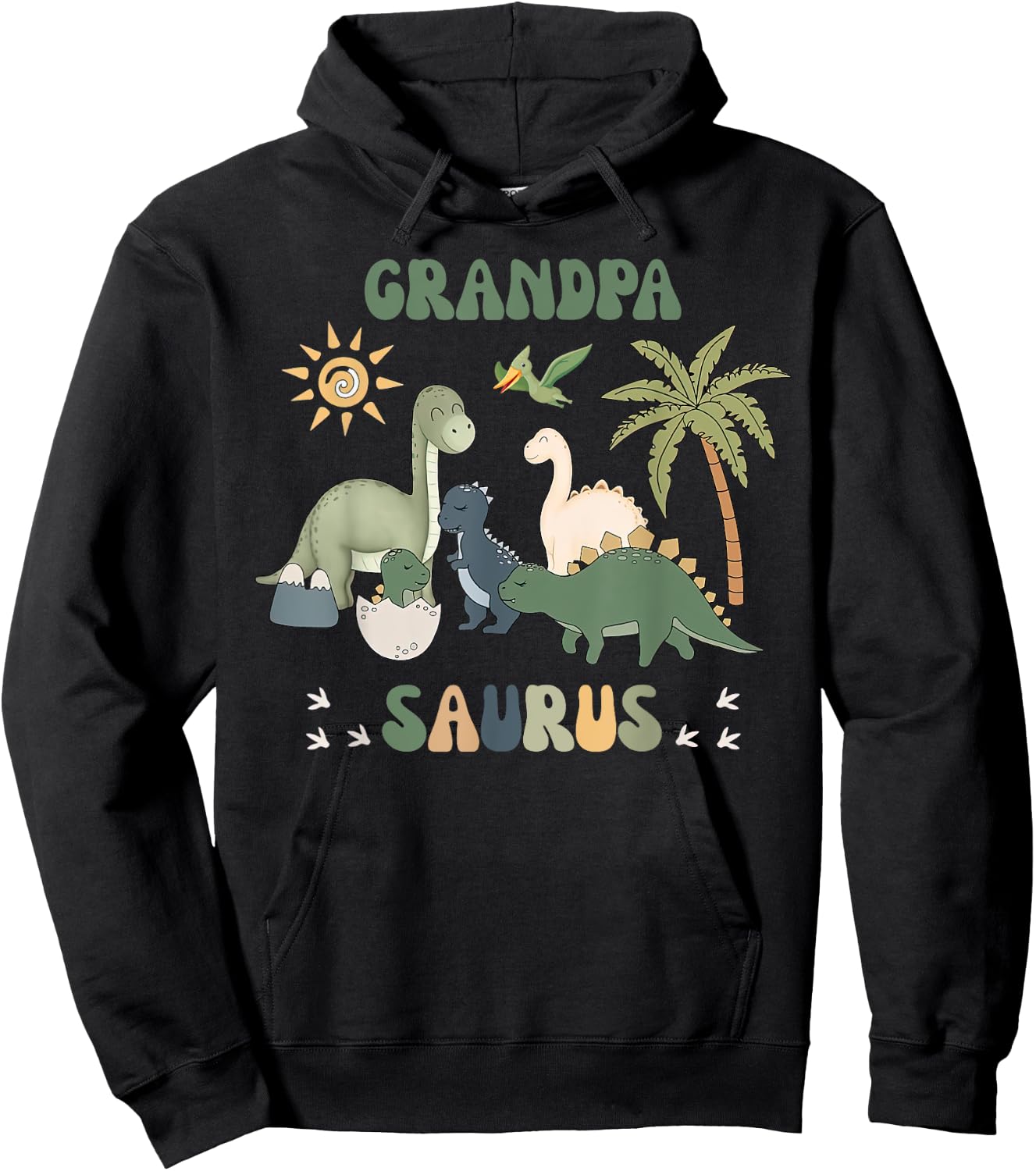 Grandpasaurus T Rex Dinosaur Grandpa Saurus Family Matching Hoodie - Hoodie | Black