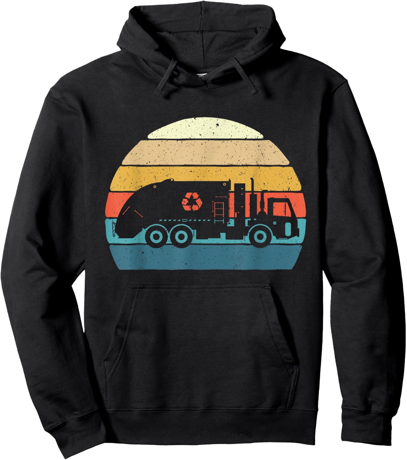Retro Garbage Truck - Truck Trash Recycling Waste Management Hoodie - Hoodie | Black