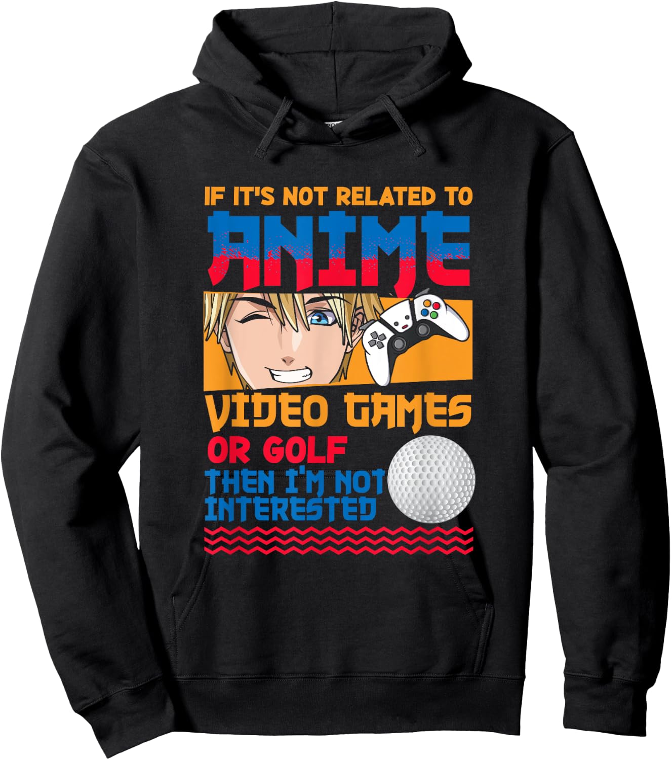 Anime Video Games Golf Japanese Japan Anime Gamer Otaku Hoodie - Hoodie | Black