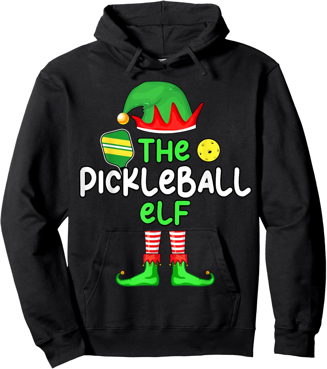 I'm The Pickleball Elf Christmas Family Matching Pajama Hoodie - Hoodie | Black