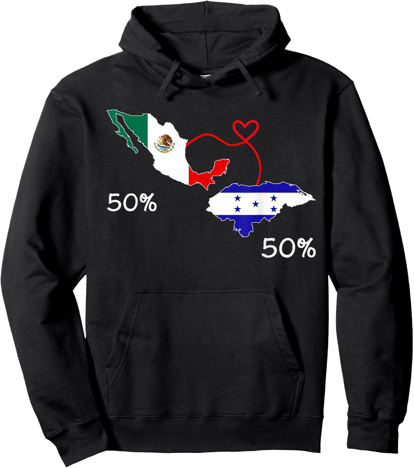 Half Mexican Half Honduran Flag Map Mexico Catracho Hoodie - Hoodie | Black