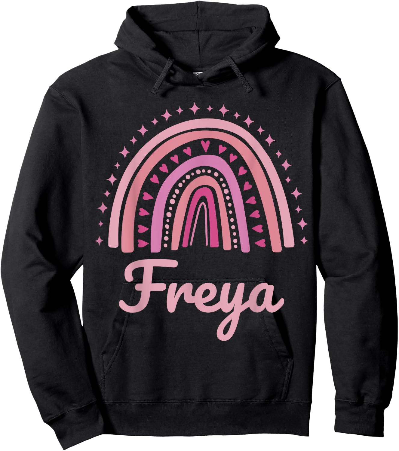 Freya Name Personalized Funny Women Pink Rainbow Freya Hoodie - Hoodie | Black