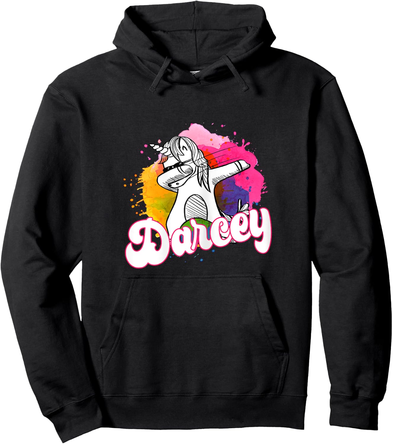 DARCEY - Beautiful girl name with cool dabbing unicorn Hoodie - Hoodie | Black