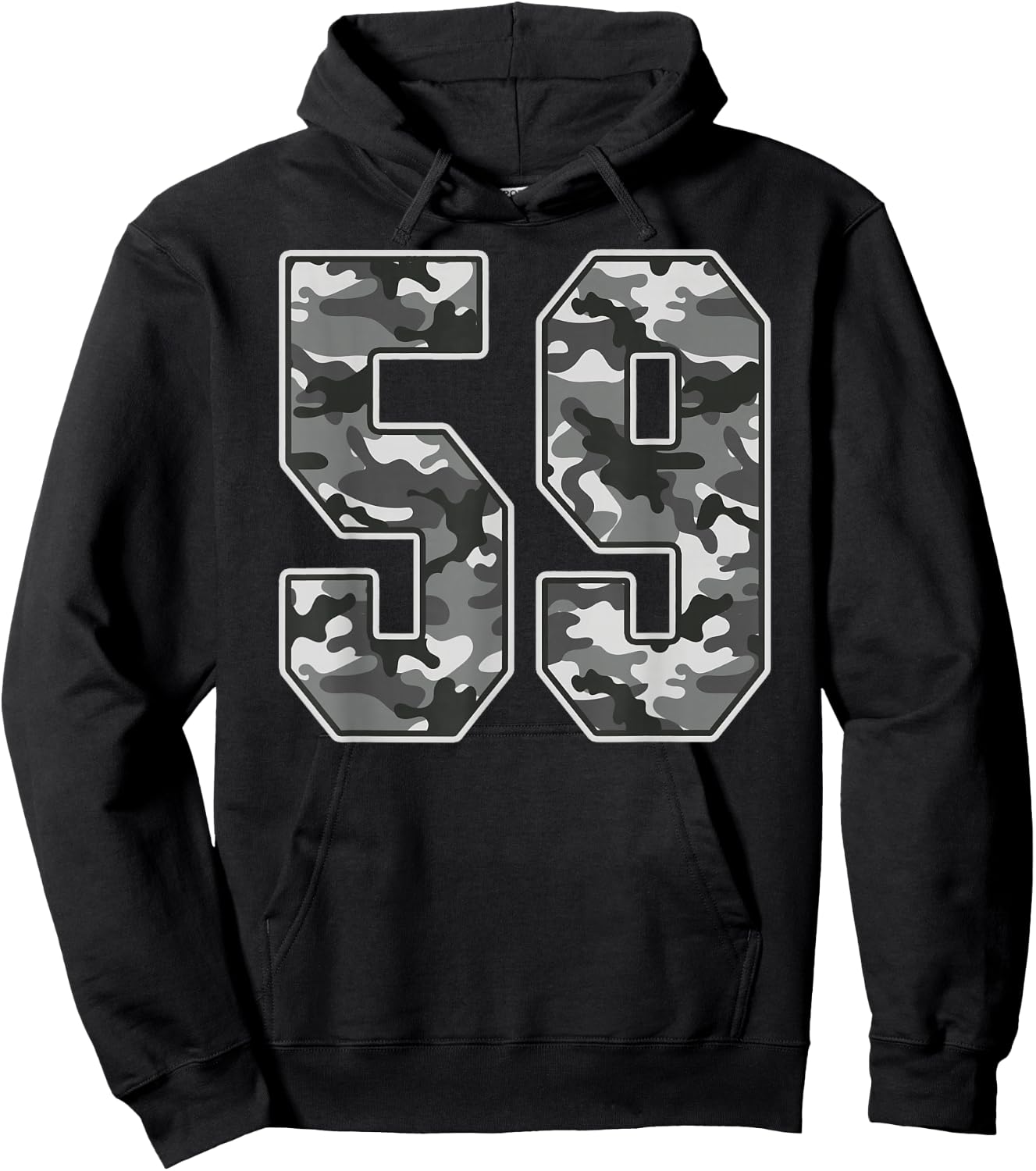 Camo #59 Jersey Number 59 Uniform Fan Favorite Player Hoodie - Hoodie | Black