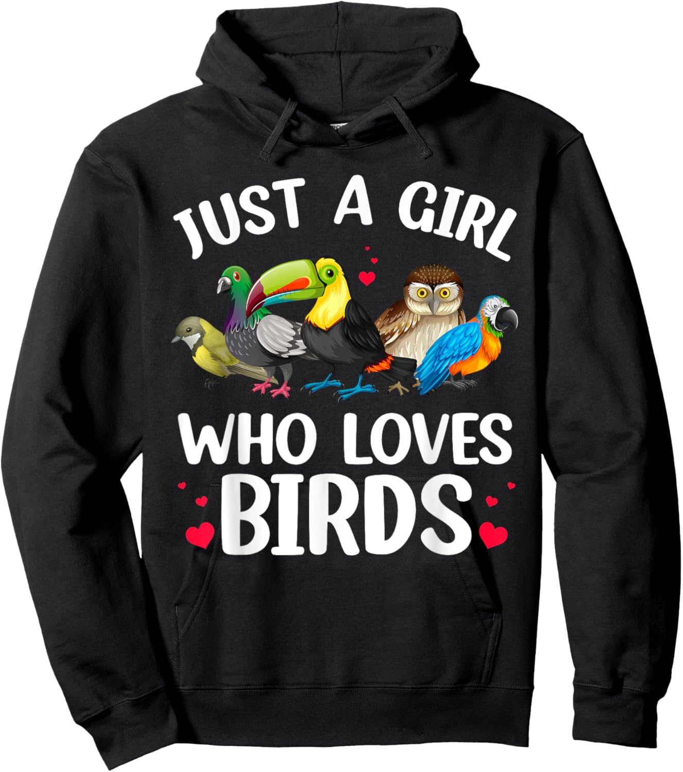 Funny Bird Lover Art For Girls Women Kids Bird Animal Lovers Hoodie - Hoodie | Black