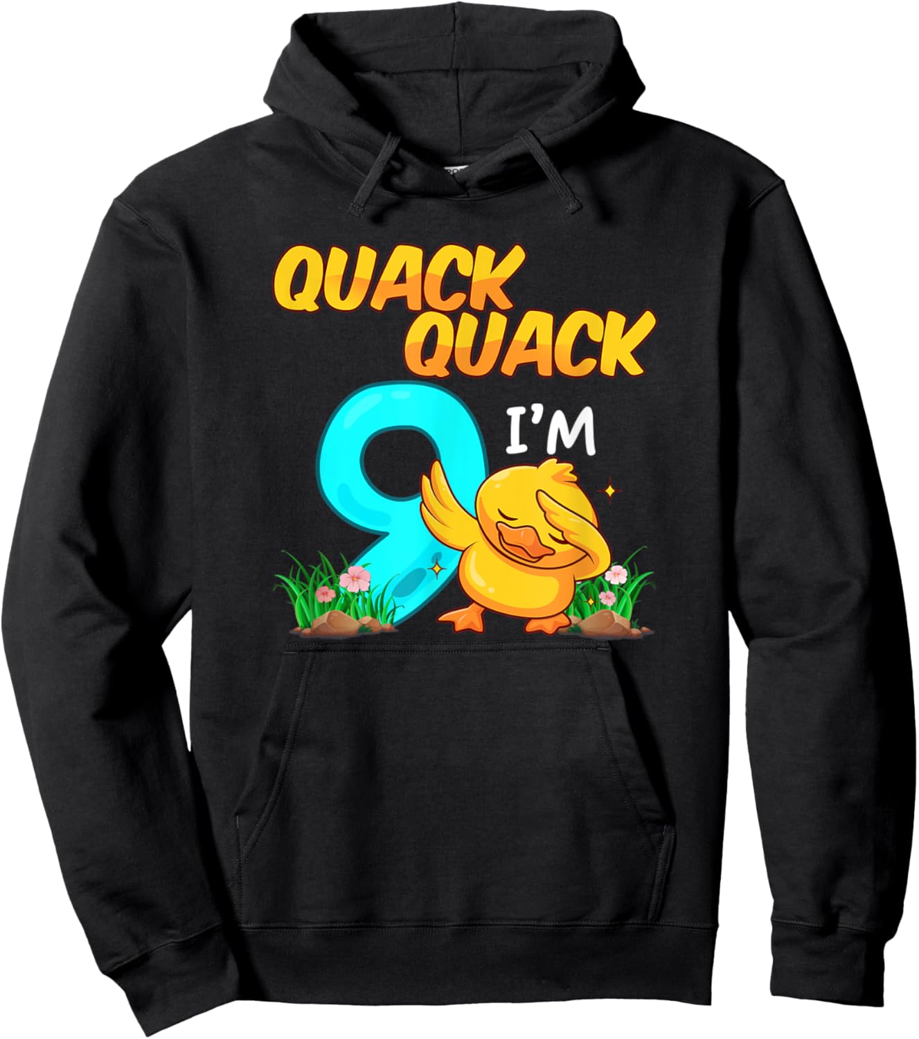 9 Year Old Gifts Boys Girls Teens Dabbing Duck 9th Birthday Hoodie - Hoodie | Black