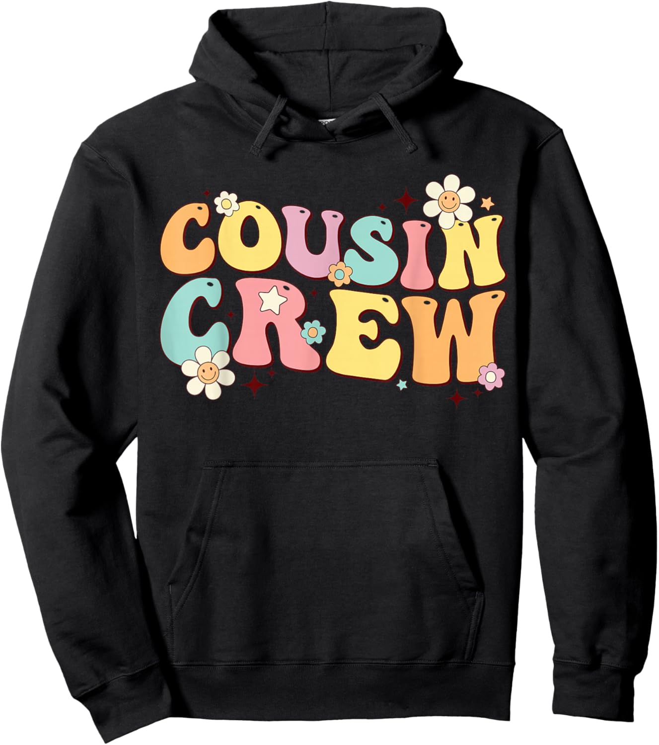 Cousin Crew Retro Groovy Summer Vacation Family Trip Toddler Hoodie - Hoodie | Black