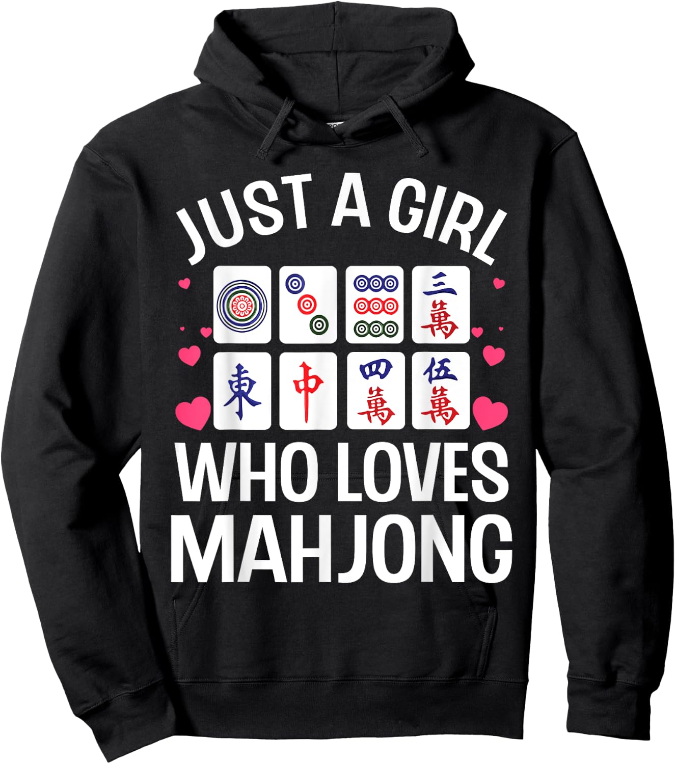 Funny Mahjong Design For Girls Women Chinese Mahjong Players Hoodie - Hoodie | Black
