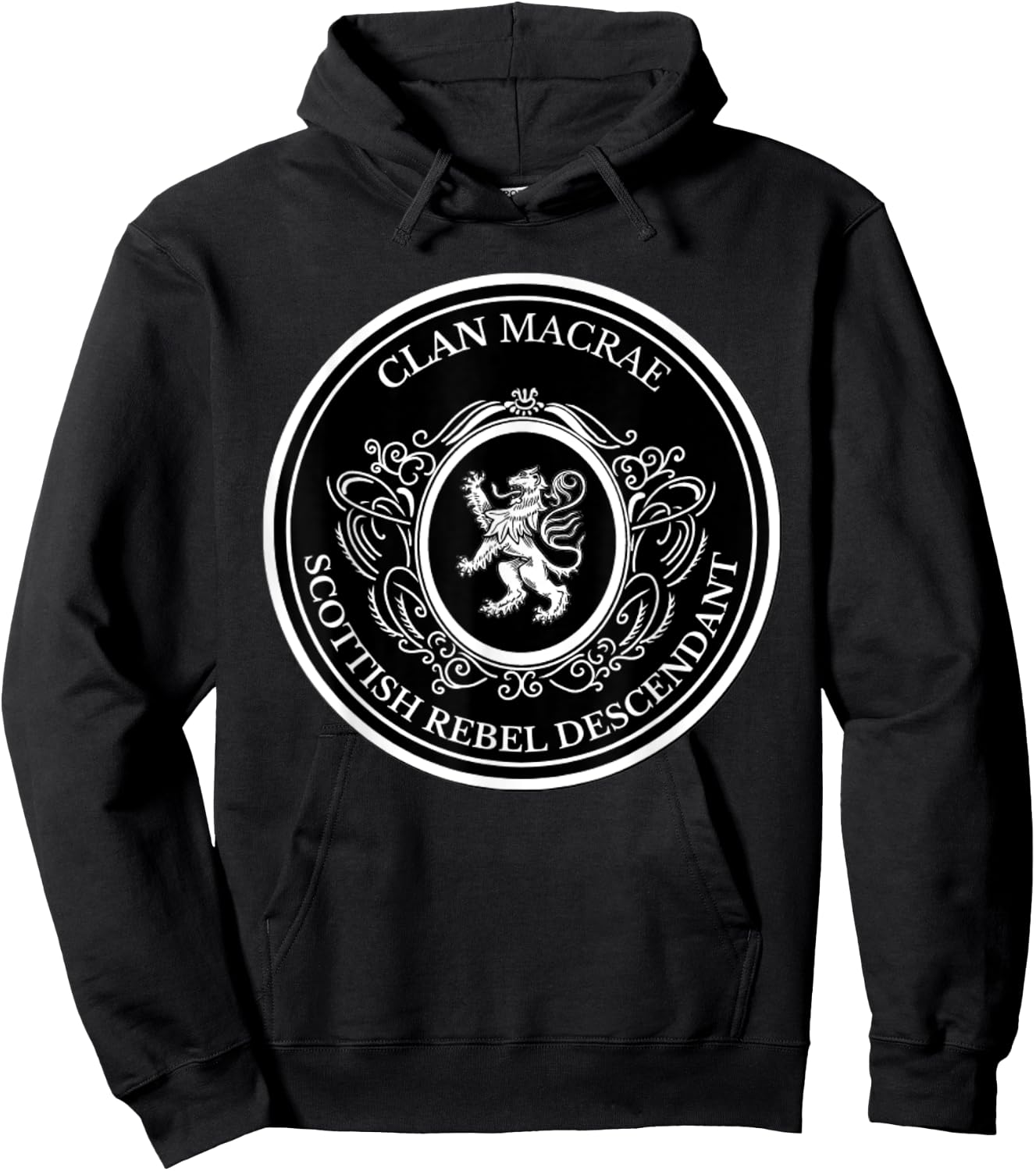 MacRae Scottish. Clan Scottish Lion Descent Hoodie - Hoodie | Black