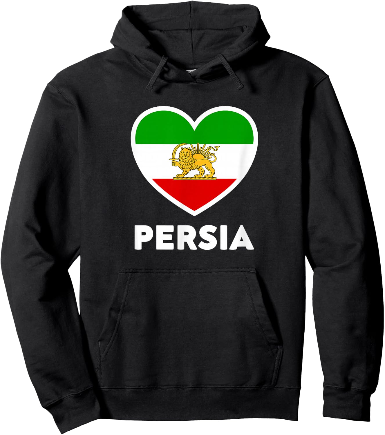 Persia Flag Old Iran Flag Lion Sun Heart Hoodie - Hoodie | Black