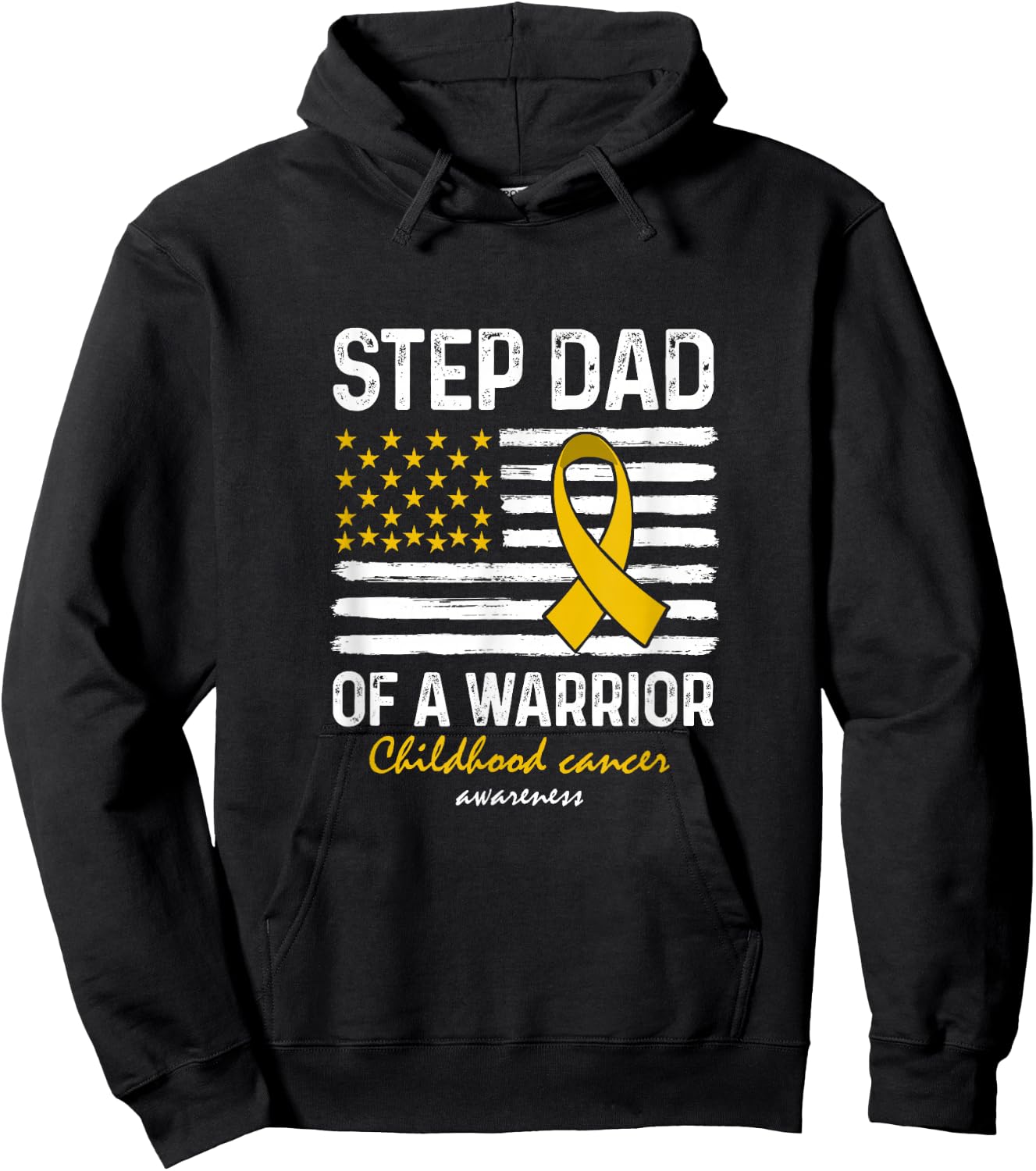 Childhood Cancer Survivor Support Step Dad Of A Warrior Hoodie - Hoodie | Black