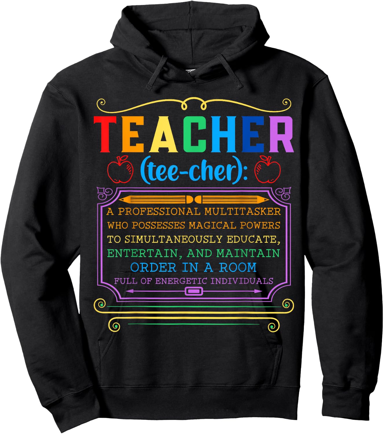Teacher Definition - Funny Teaching School Teacher Hoodie - Hoodie | Black
