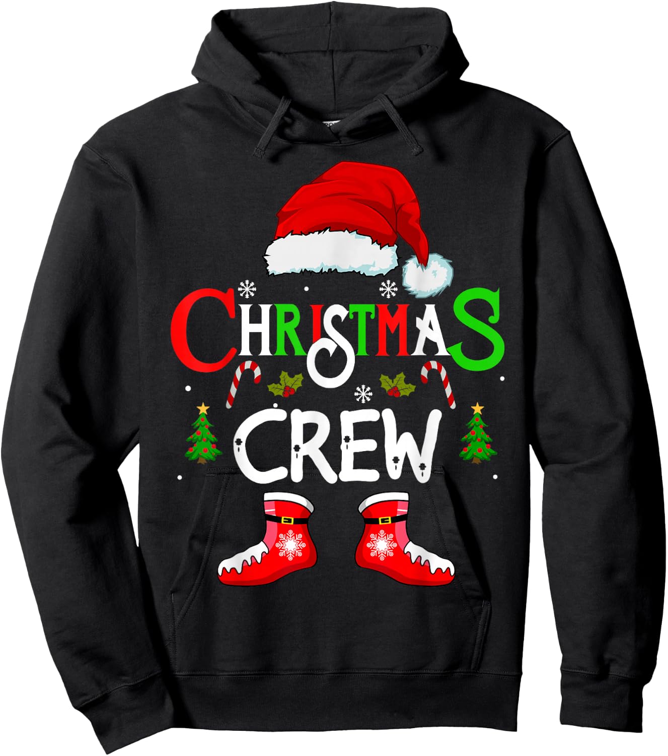 Funny Christmas crew Xmas Squad santa Family Pajamas 2025 Hoodie - Hoodie | Black