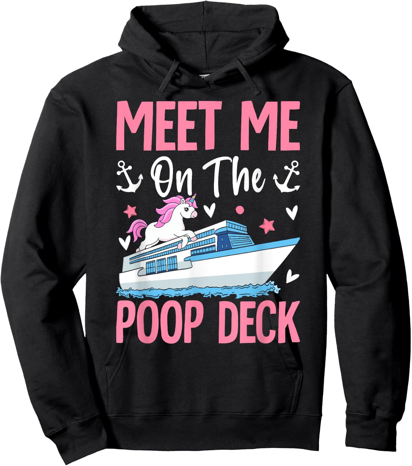 Funny Cruise Vacation Cruising Girl Meet Me On The Poop Deck Hoodie - Hoodie | Black