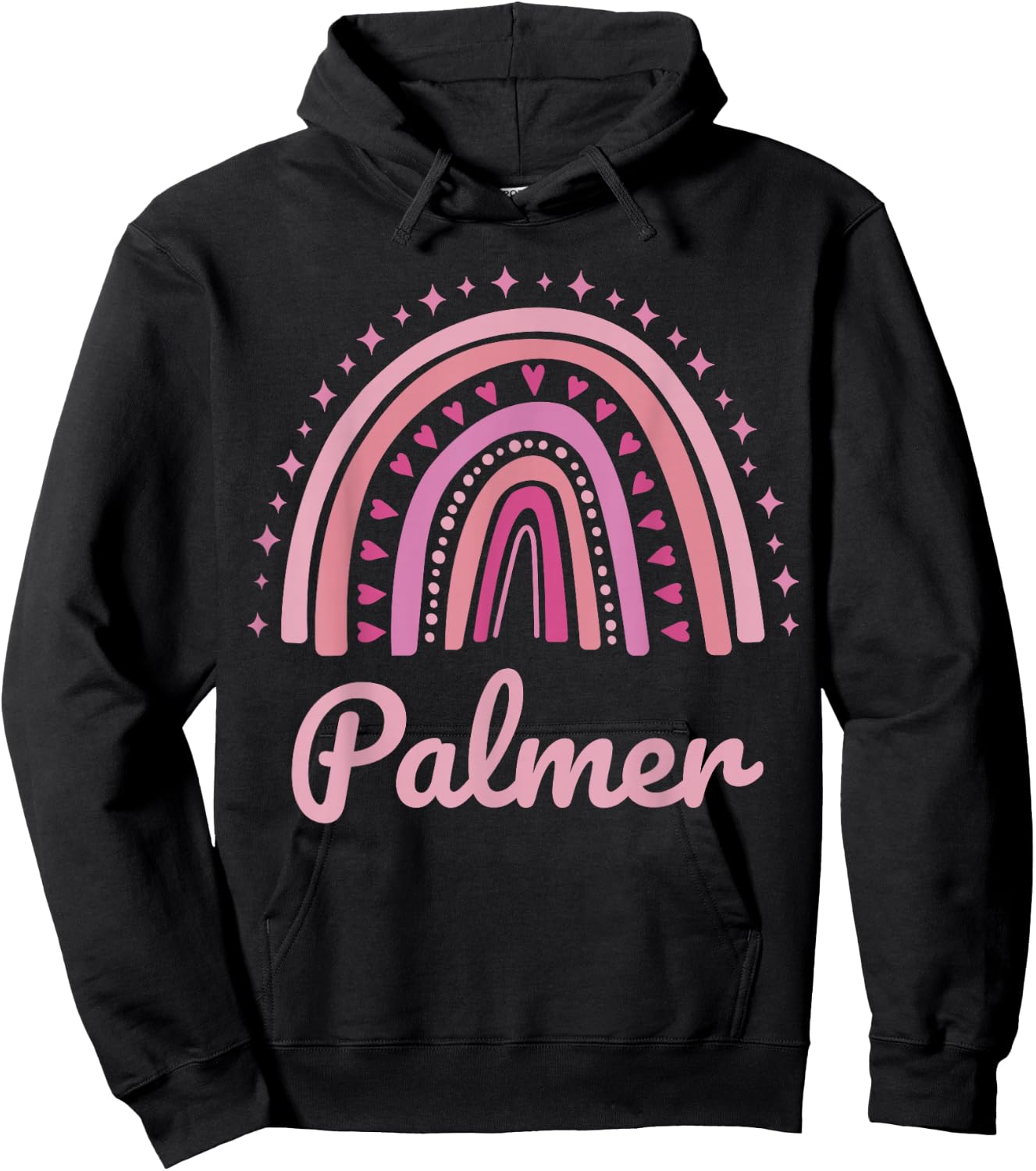 Palmer Name Personalized Funny Women Pink Rainbow Palmer Hoodie - Hoodie | Black