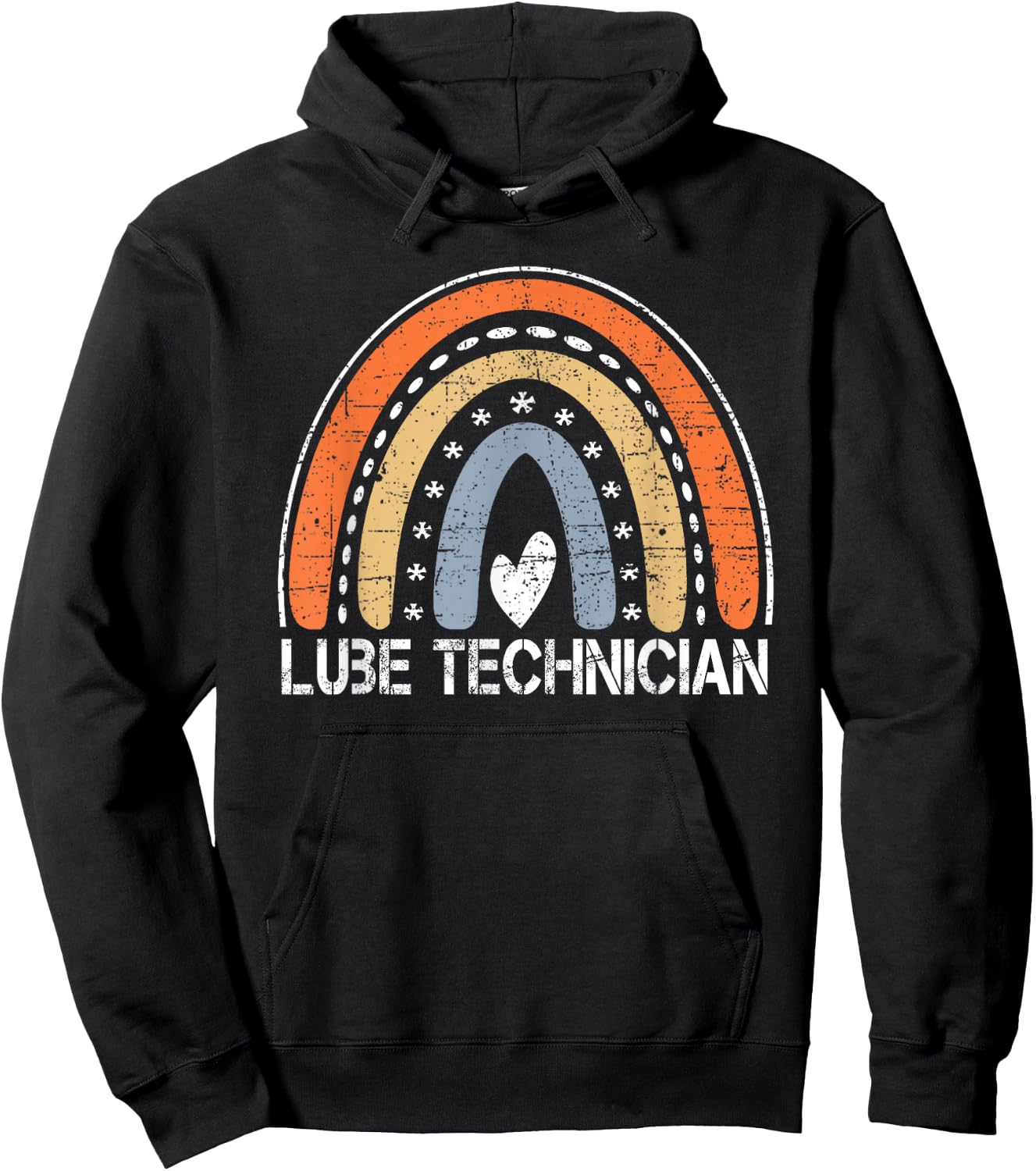 Funny Job Title Worker Vintage Rainbow Lube Technician Hoodie - Hoodie | Black