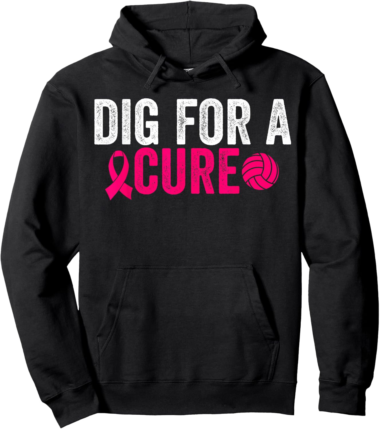 Dig For A Cure Breast Cancer Awareness Volleyball Pink Hoodie - Hoodie | Black