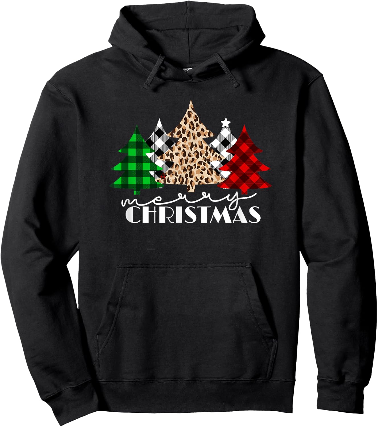Funny Plaid Christmas Trees Women Men Girl Merry Christmas Hoodie - Hoodie | Black