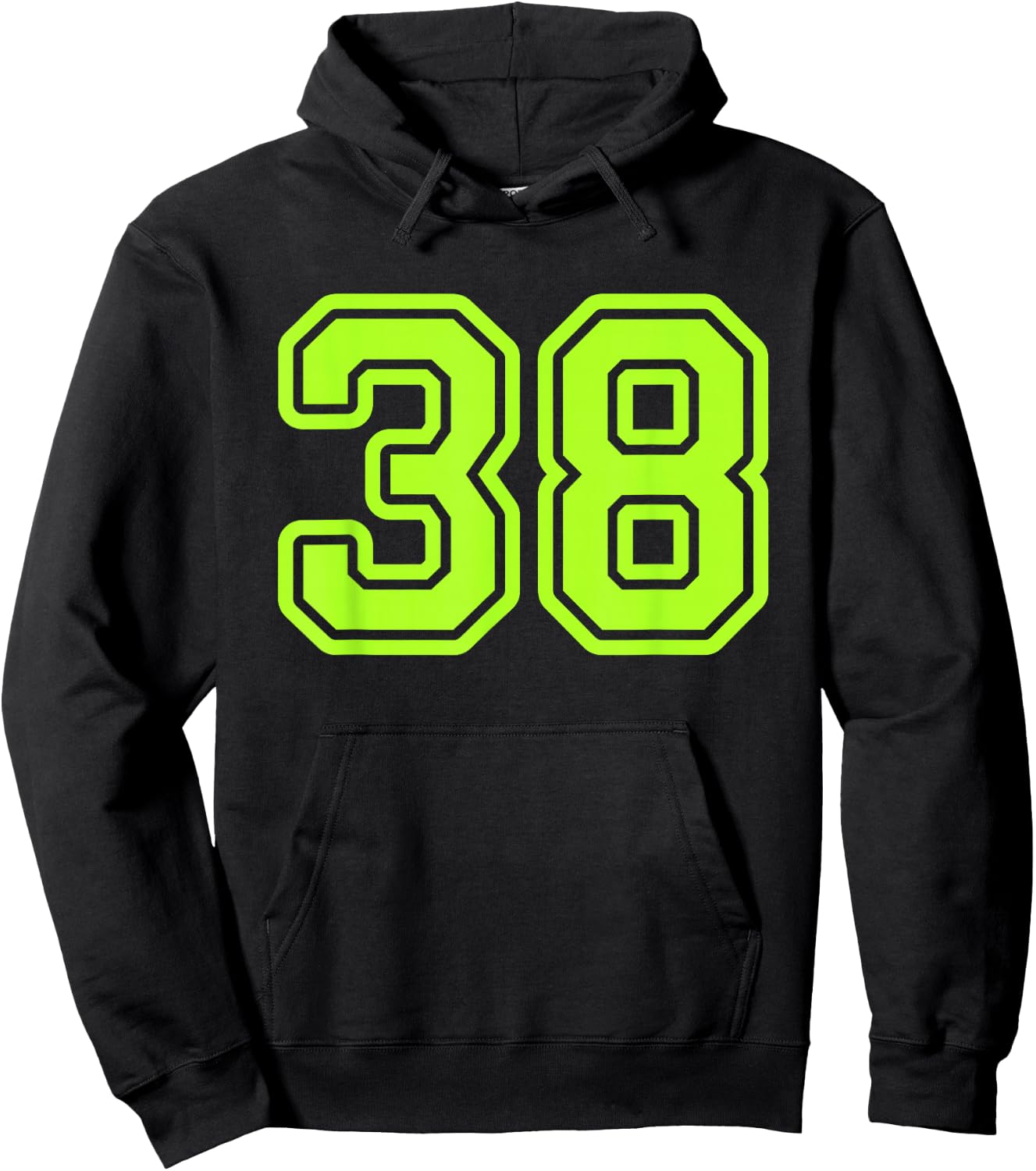 Green Yellow Sports Team Number 38 Hoodie - Hoodie | Black