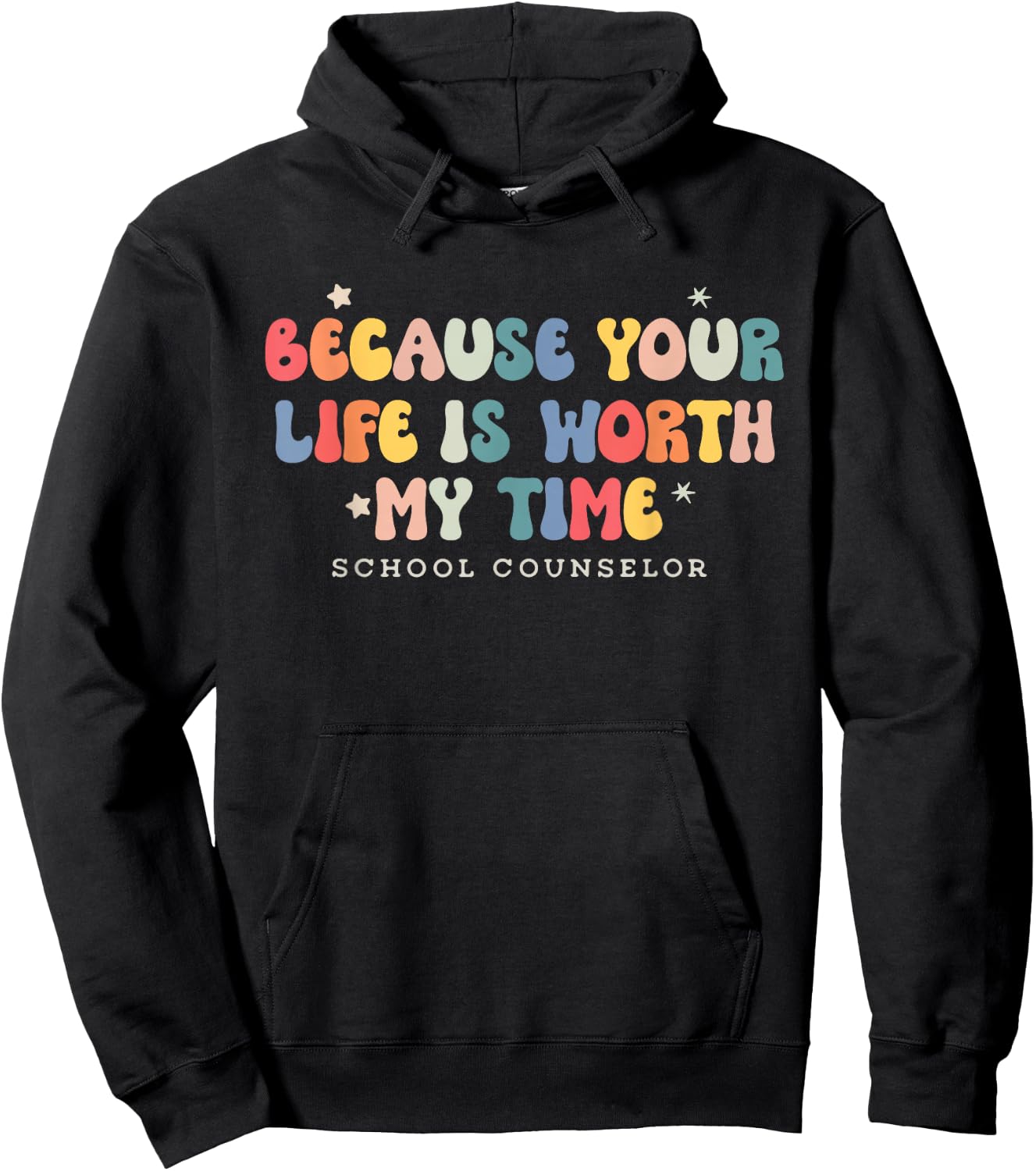School Counselor Groovy Retro Shirt Funny Cute Women Girls Hoodie - Hoodie | Black