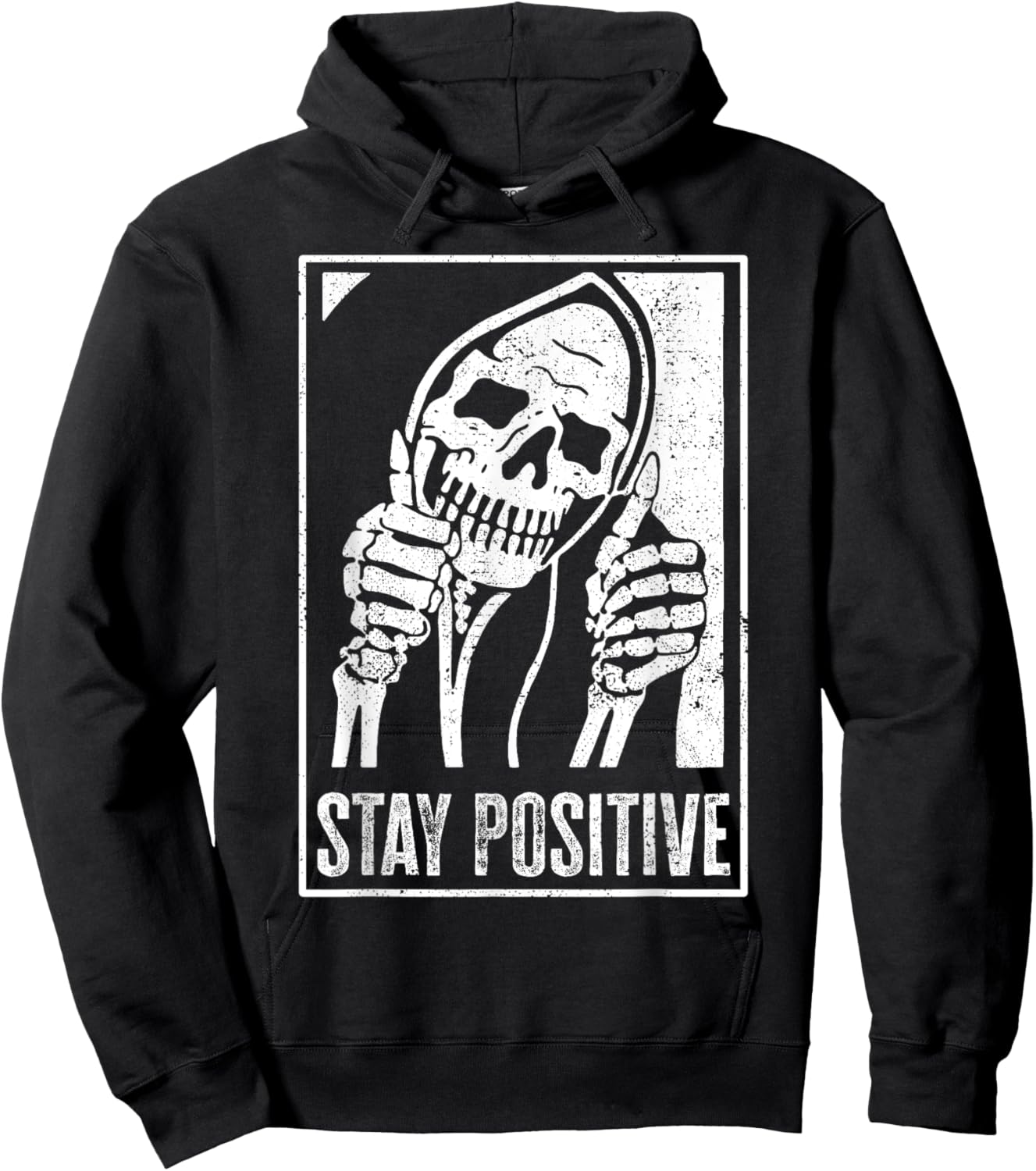 Stay Positive Funny Skeleton Be Positive Skull Halloween Hoodie - Hoodie | Black