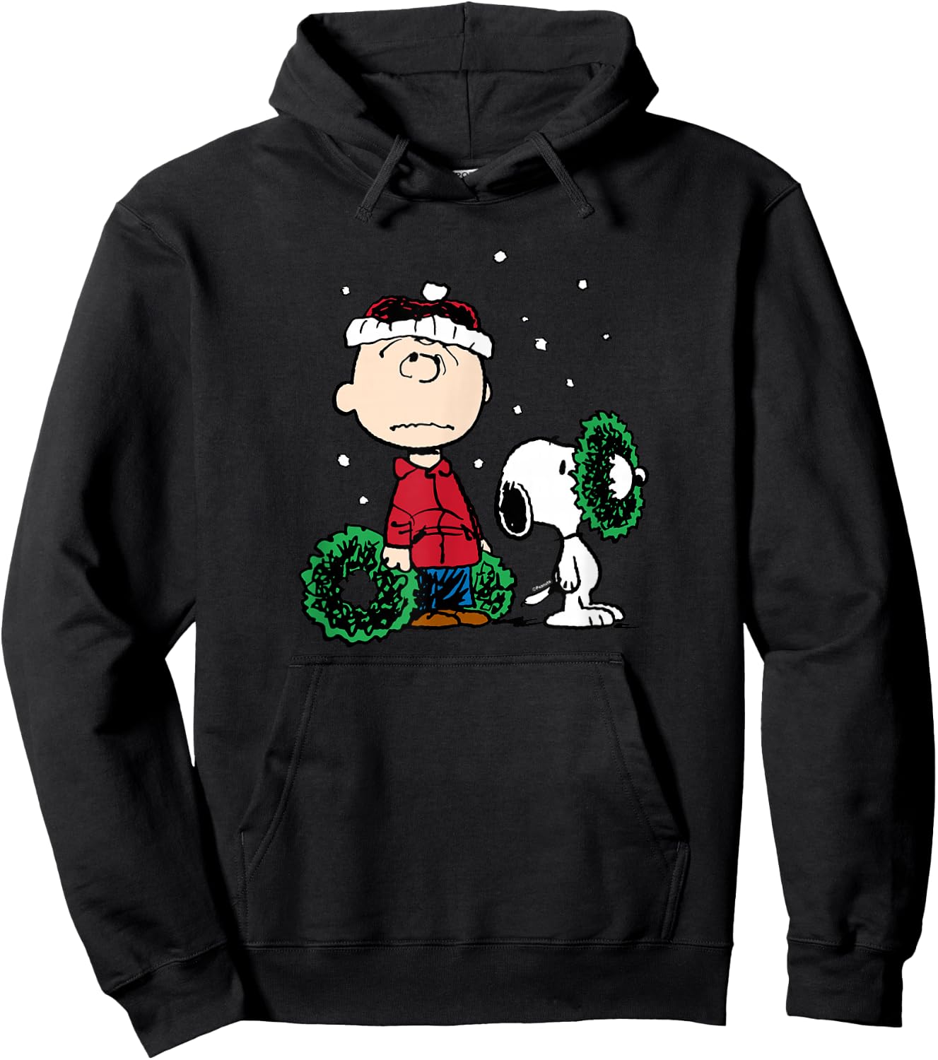 Peanuts - Snoopy Charlie Brown Wreath Hoodie - Hoodie | Black