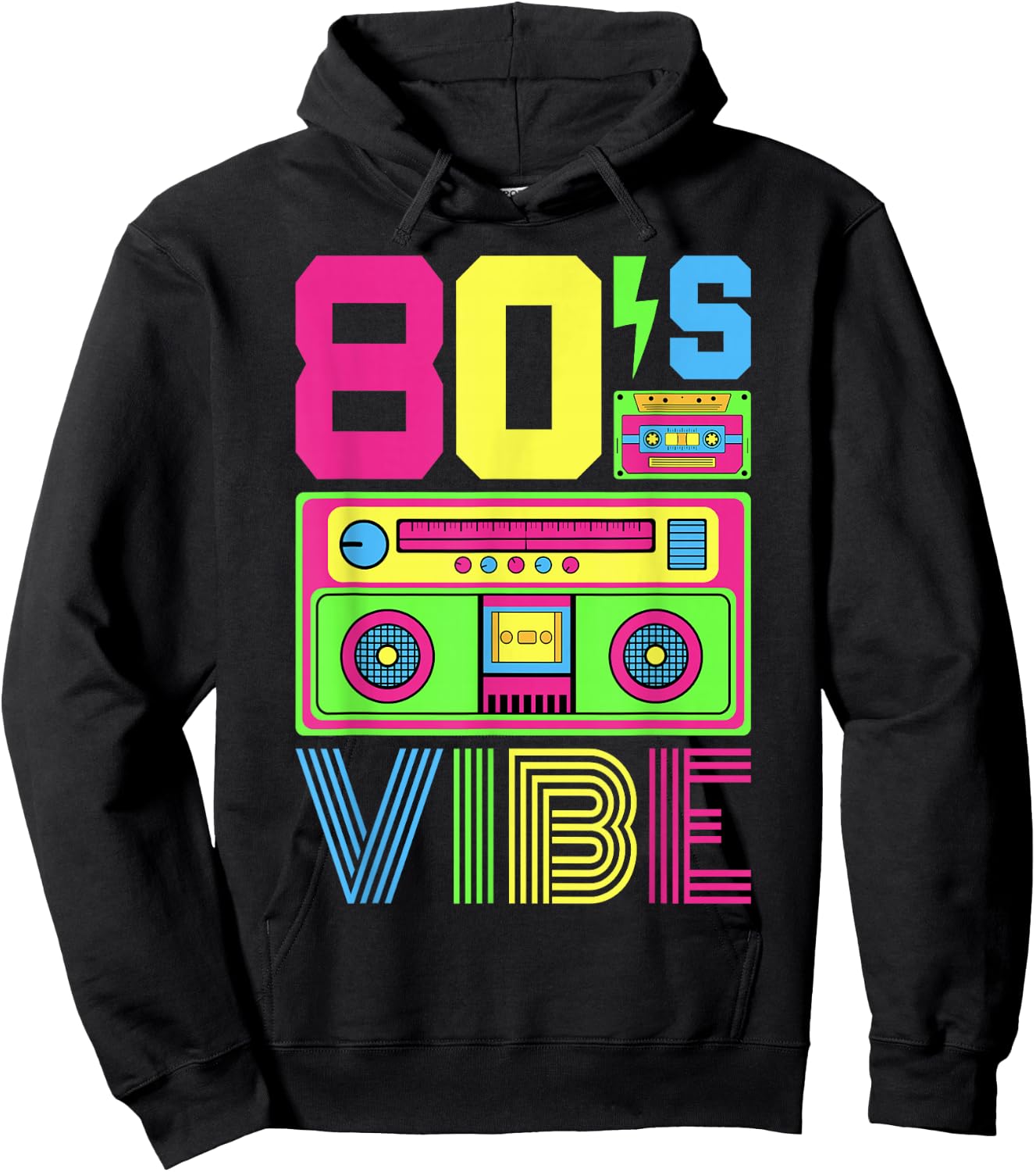 80s Vibe 1980s Fashion Theme Party Outfit Eighties Costume Hoodie - Hoodie | Black