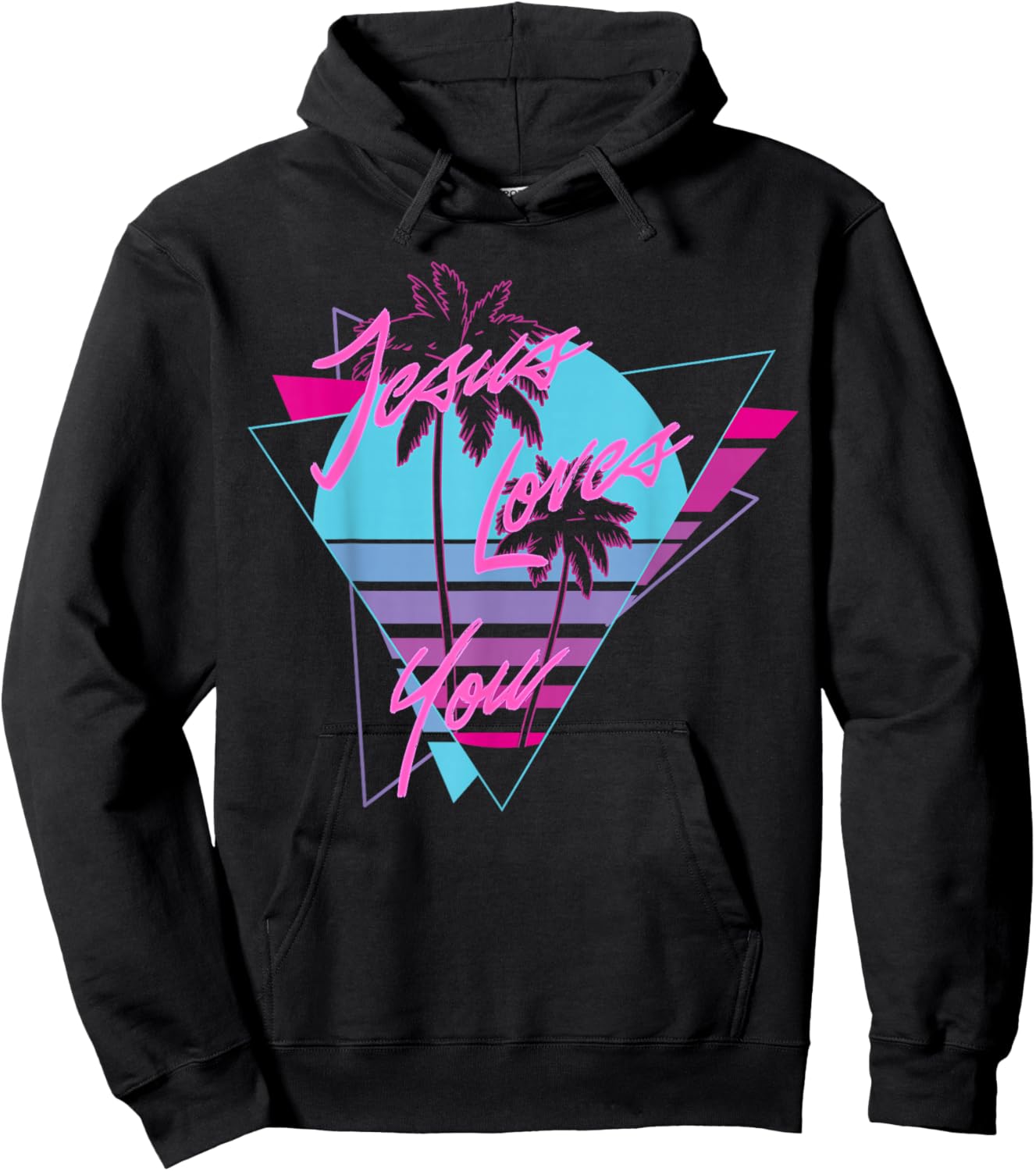 Jesus Loves You 80's Vaporwave Aesthetic Christian Hoodie - Hoodie | Black