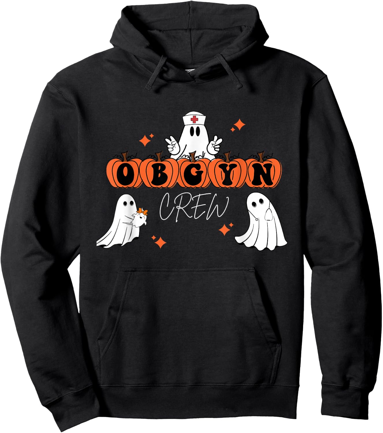 Halloween OBGYN Crew Ghost Obstetrics Nurse Squad Hoodie - Hoodie | Black