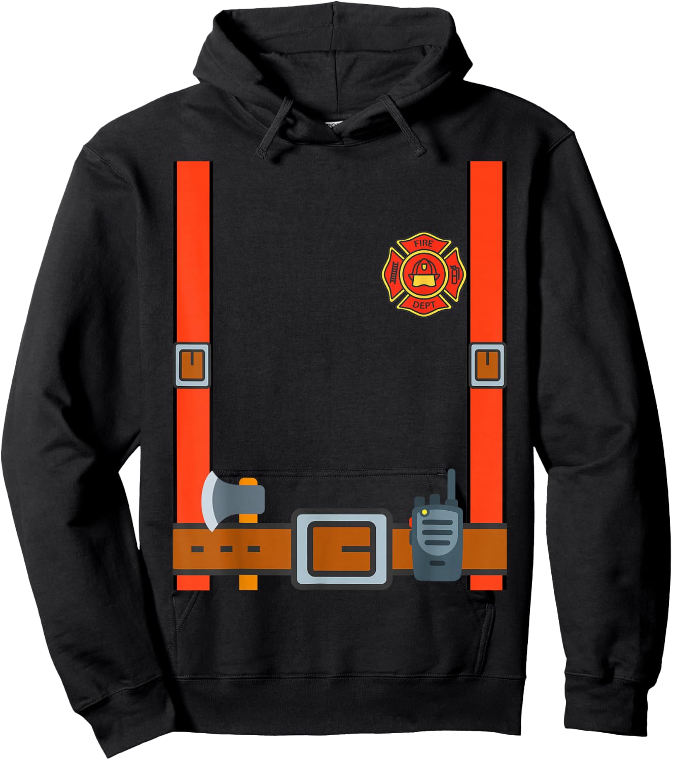 Fun Fireman Halloween - Firefighter Cosplay Costume Dressup Hoodie - Hoodie | Black